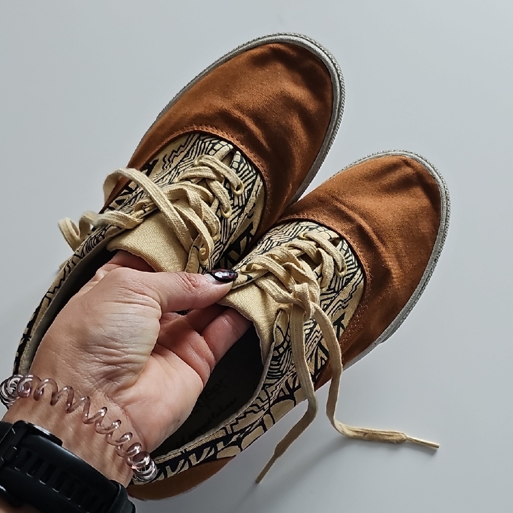 Bucket Feet Brown and Tan Patterned Sneakers